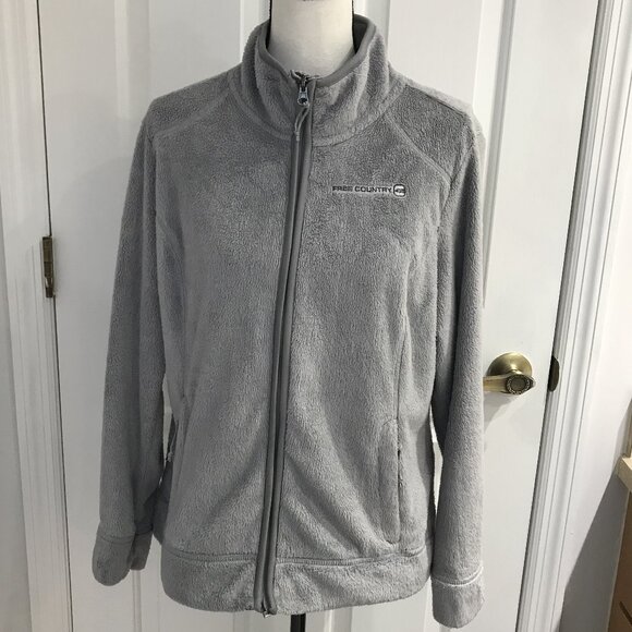 Free Country Women's Gray Butter Pile Fleece Jacket M - Picture 1 of 8